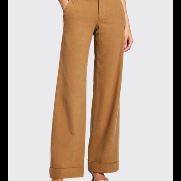 Elegant Tan Wide-Leg Pants - Picture 1 of 8